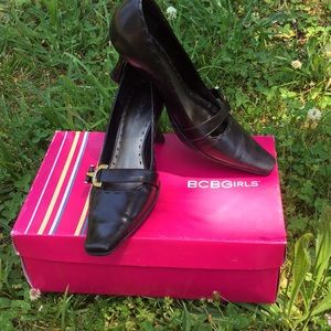 BCBGirls Black Vintage Veg Calf Heels